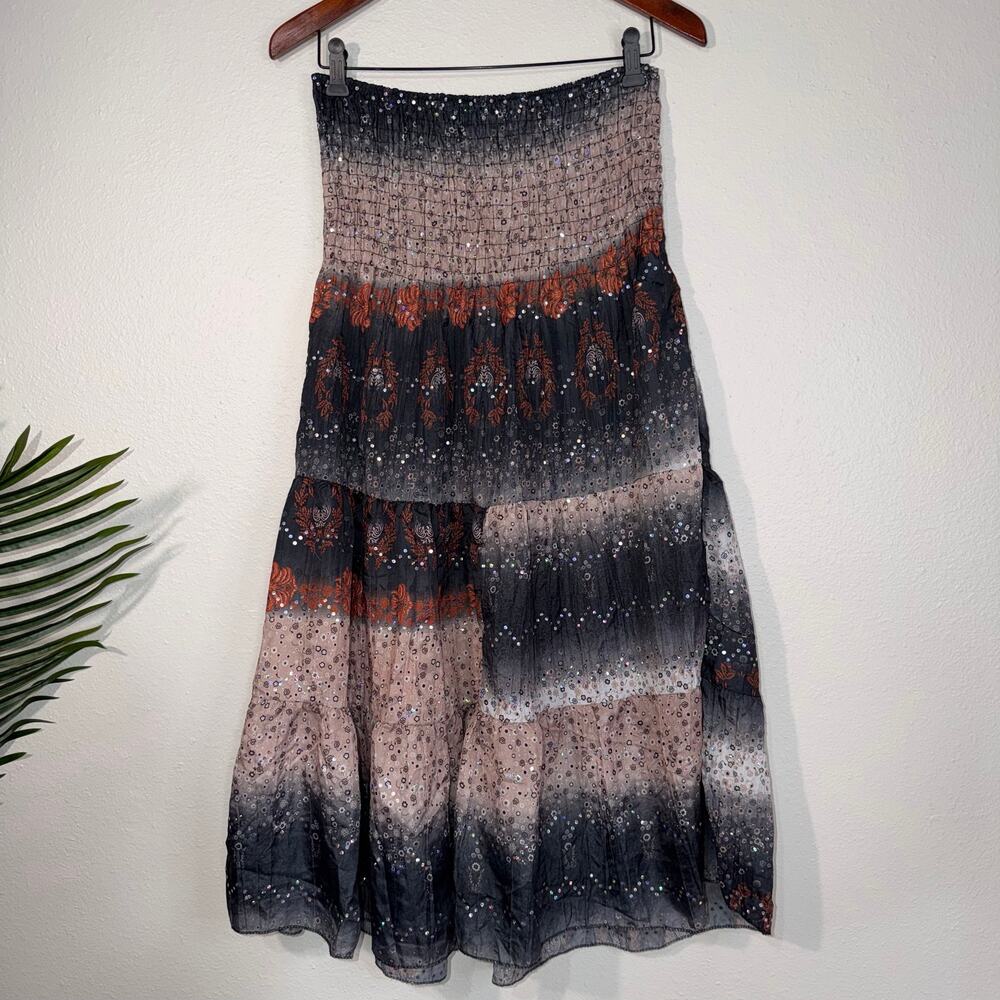 Y2k INGEAR Boho Smocked Maxi Dress/Skirt